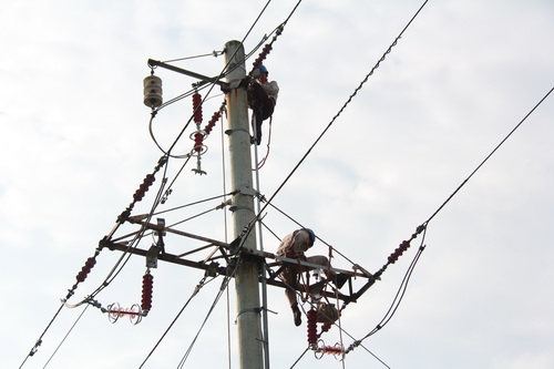 國網霞浦供電公司加裝線路避雷器，保障兩節期間電網可靠性